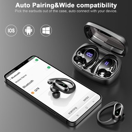Poounur Bluetooth Headphones, Wireless Bluetooth 5.3 In-Ear Headphones, Noise Reduction Microphone, Waterproof Headphones LED Indicator