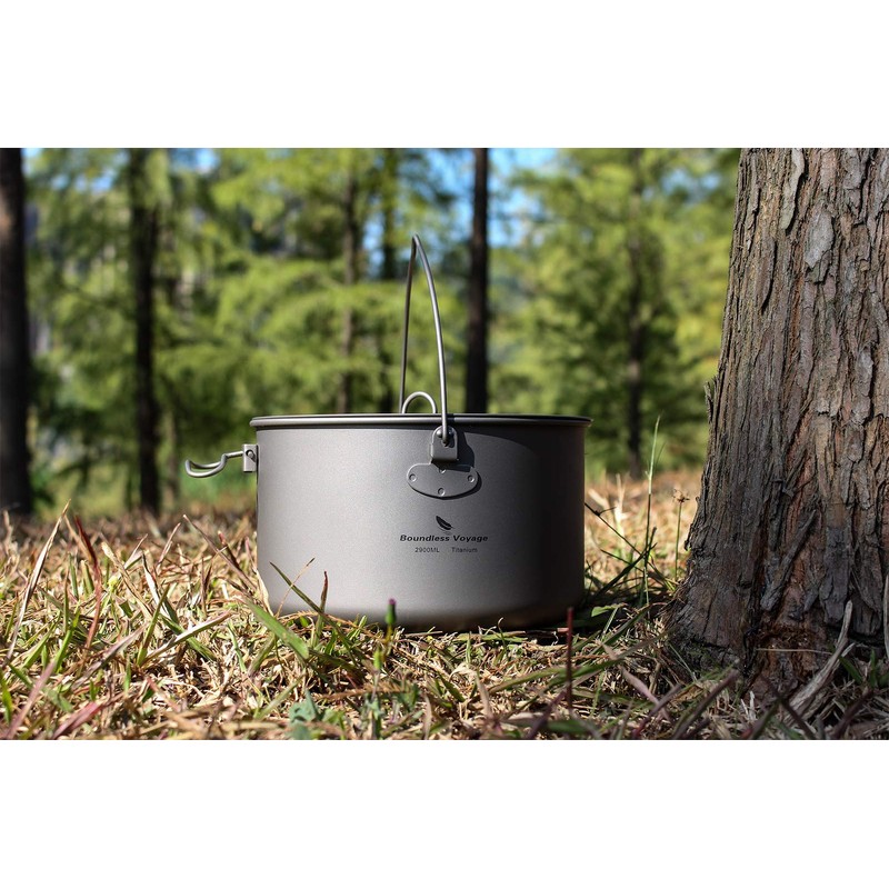 Boundless Voyage 2900 ml Titanium Pot Pan Set with Large