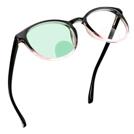 YEIN Bifocal Reading Glasses with Blue Light Blocking Lenses, Bifocal Reader for Women and Men, Oval frame with Spring Hinge (+0.00/+1.50 magnification)