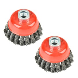 ET018 3 inch Wire Wheel Brush,Twisted Knotted Cup Brush for Grinders,Rust Removal,Heavy Cleaning Rust,Stripping and Abrasive, for Angle Grinder, 2 Pack