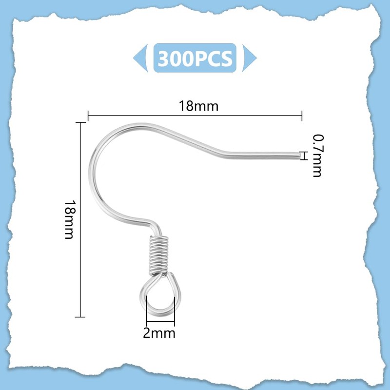 UNICRAFTALE 300Pcs Fish Hook Earring Hooks Findings 316 Surgical Stainless