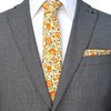 ZENXUS Mens Cotton Skinny Orange Floral Beige Tie Combo Set