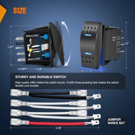 Nilight Momentary Rocker Switch Toggle ON Off ON Switch DPDT 7Pin 12V 24V + Jumper Wires
