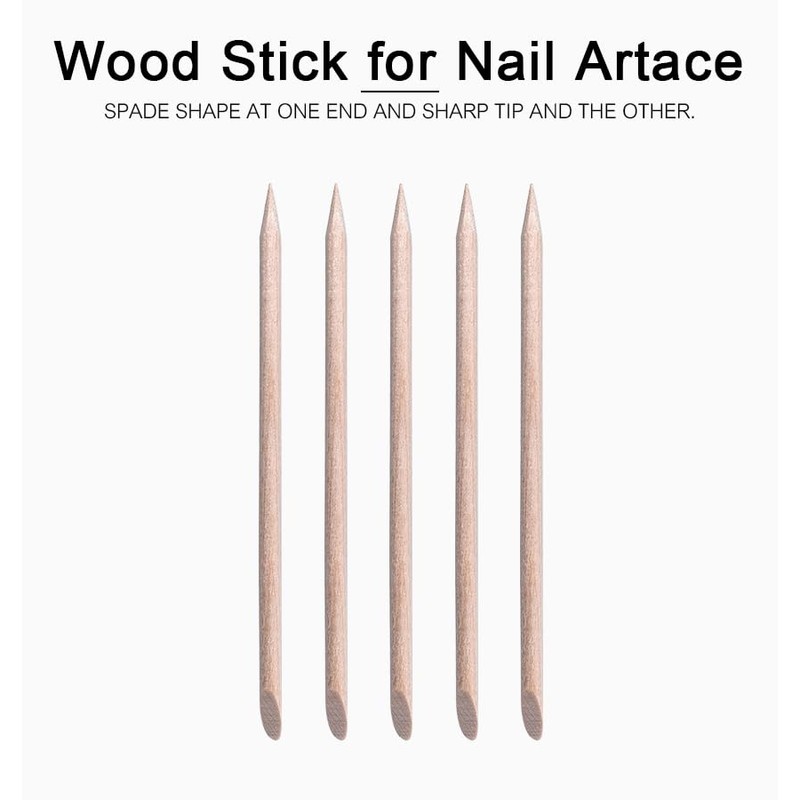 siyuwuro 5PCS Orange Wood Nail Sticks Double Sided Cuticle Pusher