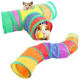 ZOFUN 2 Pcs Cat Tunnels, 46 x 16 cm T Type Rabbit Tunnel and 80 x 15 cm S Type Hamster Tunnels, Colourful Hamsters Tube Set, Canvas Guinea Pig Tunnel for Pet, Cat, Rabbit, Hamster, Kitten