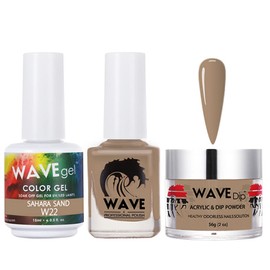 WAVEGEL Soak-Off Gel, Nail Lacquer & Acrylic/Dip Powder Matching Set - Simplicity Collection - #W22 Sahara Sand