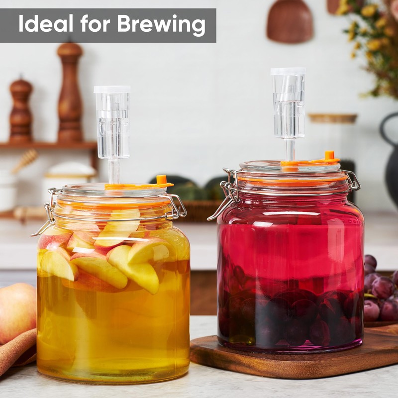 YARWELL 0.6 Gallon Glass Fermentation Jar with Airlock, Small Batch