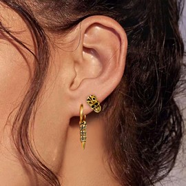 Bestyle Skull Earrings Hoop Earrings Stainless Steel Earrings for Men Women Boys, Stainless Steel