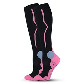 Men's and Women's Premium Compression Socks (as1, alpha, s, m, regular, regular, Pink/Black)