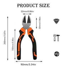 Diagonal Cutting Pliers 8 Inch Professional Precision Wire Cutters Steel Wire Cutters Nippers with Soft Grip for Jewelry Making Electrical Work DIY Projects