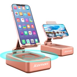 JTEMAN Jteman Portable Phone Stand with Speaker Bluetooth Wireless,Gifts for Men Women,Birthday for Women Men,Kitchen Gadgets for Men,Phone Holder for Desk - Rose Gold