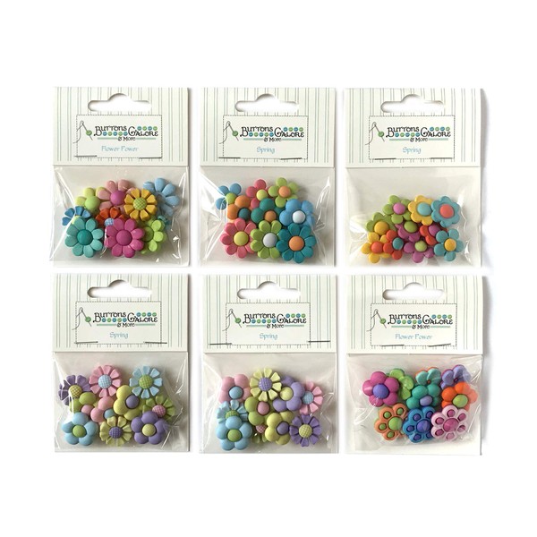 Buttons Galore 50+ Assorted Flower Power Buttons for Sewing &
