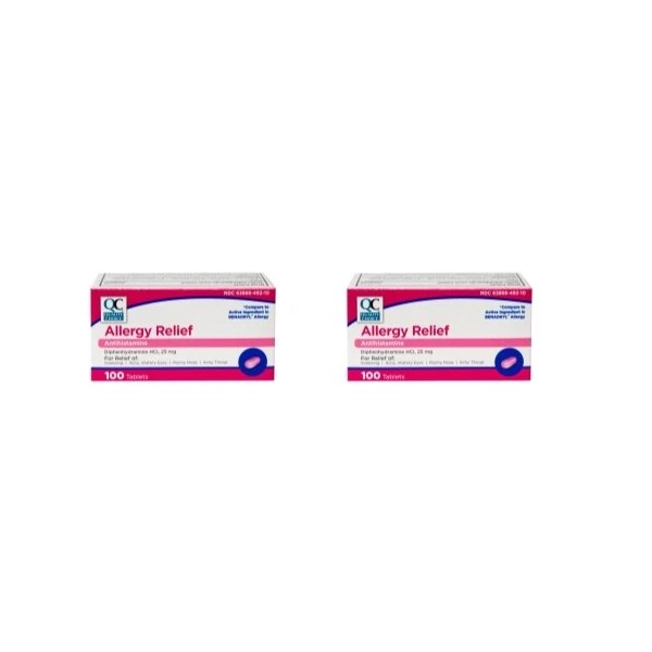 Benadryl 2 Pack Quality Choice Allergy Complete 100 Tablets Each