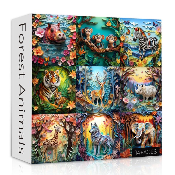 Forest Animal Puzzles 1000 Pieces for Adults, Jungle Challenging Paper