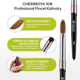 CHERIMOYA Pincel Kolinsky #10 Profesional para Uñas Acrílicas