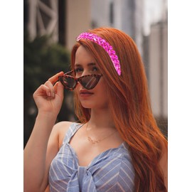 Brihasory Rhinestone Headband for Women and Girls st.Patrick's Day Green Sparkling Crystal Headwear Christmas Party Prom Bridal Hair Accessories for Wedding(Pink)