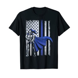 Thin Blue Line Protective Police Flag Back The Blue T-Shirt, black, s