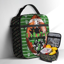 Nebrpio American Football Lunch Box For Kids Insulated Portable Sports Themed Rugby Lunch Bag For Boys Reusable Leakproof Waterproof Kids Lunch Box For School Work Travel