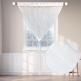 Thboxes String Door Curtains, Fly Screens for Doors, Hanging Curtain Door Screens for Keeping Out Flies for Doorways Divider Wedding Decotations 39" X 78.7" (White)