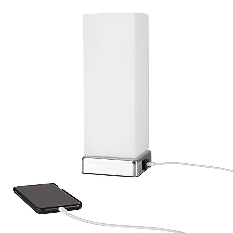 MiniSun Modern Chrome & White Frosted Glass Bedside Touch Table