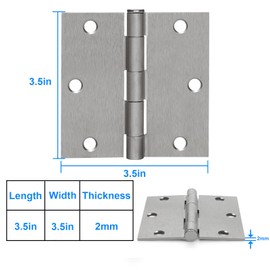 goldenwarm 3 Pack Door Hinges Satin Nickel 3.5inch Interior Door Hinges with Square Corners, Brushed Nickel Flat Butt Hinges Door Hardware