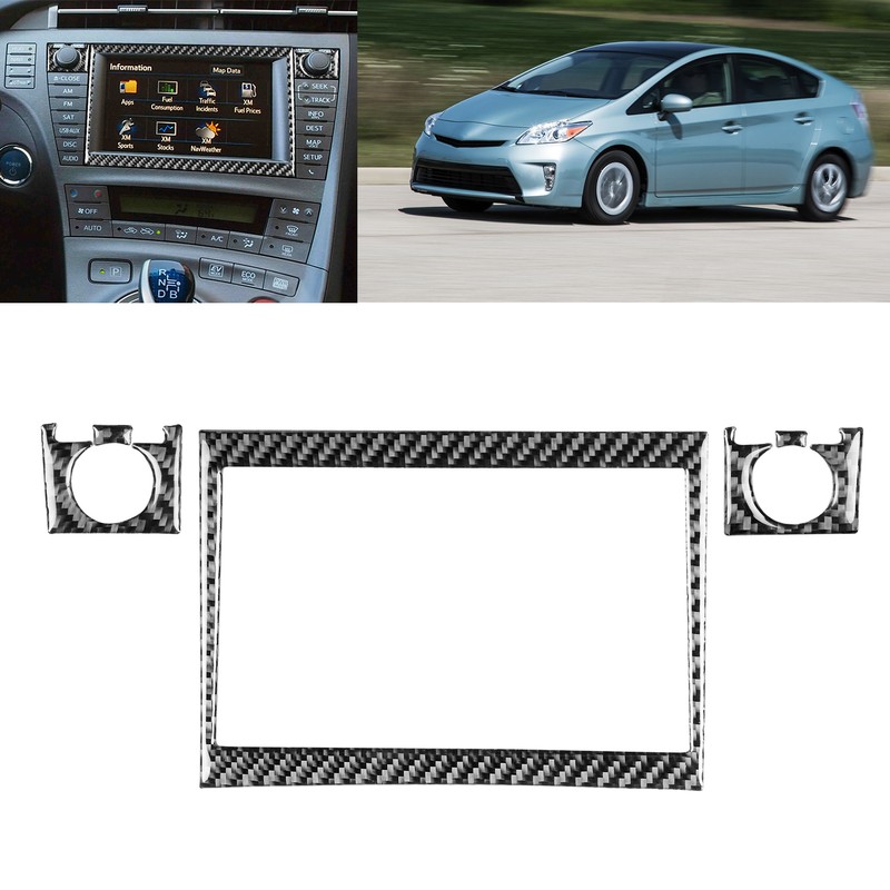 5pcs CD Radio Navigation Panel Trim Frame Carbon Fiber Sticker