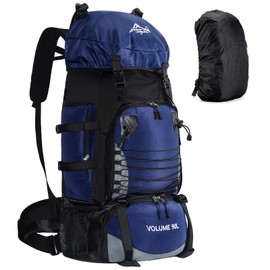 Hiking Backpack with Rain Cover, 90L Camping Backpack, Lightweight Travel Daypack for Hiking Climbing Camping Touring -No Internal Frame