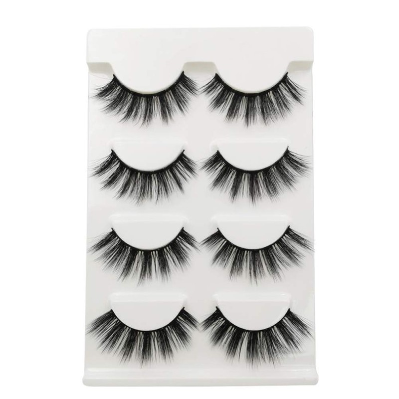 Elocoise False Eyelashes,3D Eye Lashes Reusable 4 Pairs Long Hand-made