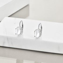 CRMAD Mother of Pearl Earrings for Women Sterling Silver Pearl Leverback Earrings Mother of Pearl Jewelry Gift for Women (pearl)