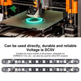 Akozon 3D Printer Light Bar, 2Pcs 158mm 3D Printer LED Light Bar DC5V RGB Colorful 3D Printer Light Bar Strip for VORON 0.1 0.2