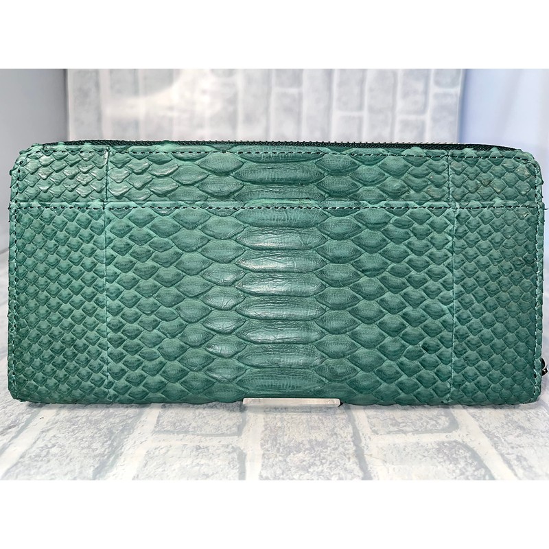 GUODI HL-10042 Long Wallet, Round Zipper, Card Case, Python, Genuine