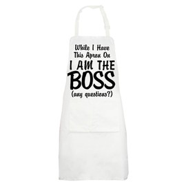 MYSOMY Kitchen Boss Apron The Real Boss Apron While I Have This Apron On I Am The Boss Apron Boss Chef Gifts (TheBoss uk)