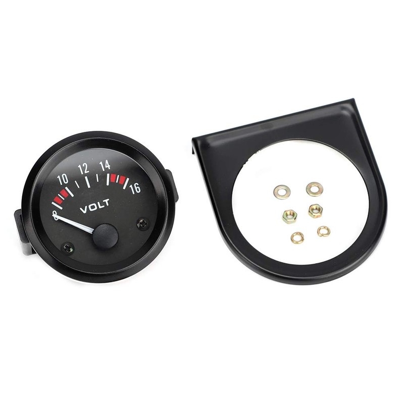 EVGATSAUTO Voltage Gauge, 12V Voltmeter 52mm/2in Voltage Meter Gauge 8-16V