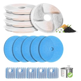 Kabwea Pack of 6 Cat Fountain Filters, Filter Cat Fountain, Filter Drinking Fountain Cats, Replacement for Square Automatic Pet Water Fountain with 2.2 L/73 oz