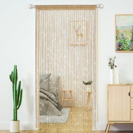 Cortinas de cadena para puertas con purpurina y abalorio para puerta, cortina de abalorio brillantes, cortina abierta para colgar en el clóset de lavandería, abalorio hippie y brillantes para ventana