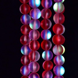 Asingeloo 60PCS 6mm Natural Red Mystic Aura Quartz Gemstone Frosted Matte Titanium Round Loose Spacer Beads 15 inch Full Strand Crystal Healing Power Quartz