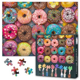 Donuts Puzzles for Adults 1000 Pieces, Lots of Colorful Donuts Jigsaw Puzzles, Food Poster Puzzle, Donuts Jigsaw Puzzle, Educational Fun Games or Toys for Elders Friends 20X27 INCH