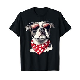 Amstaff Heart Bandana Cool Valentine’s Day Staffy Dog Lover T-Shirt