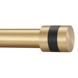 1Inch Diameter Single Curtain Rods with Decorative Finials 72-144inch, Warm Gold