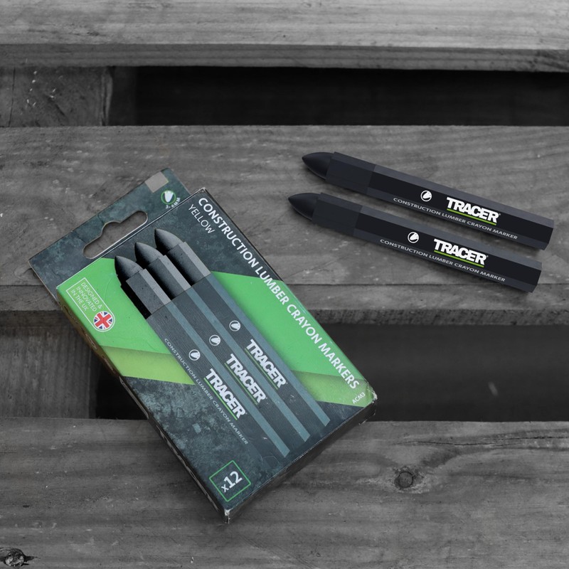 TRACER Construction Lumber Crayon Markers, Pack of 12 - Black.