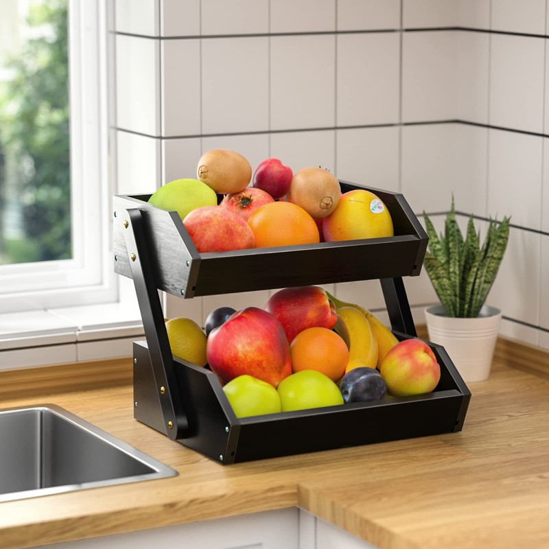 G.a HOMEFAVOR Fruit Basket for Kitchen, 2-Tier Fruit Bowl for