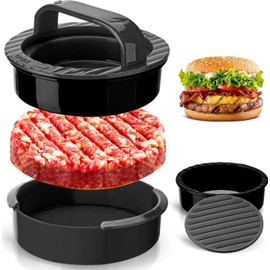 Execent 3-in-1 Hamburger & Burger Press - Non-Stick Durable Patty Maker for Stuffed Burgers & Sliders | Easy Clean (Black)
