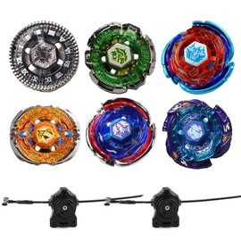 Gyros 6 Pack Bey Burst Battling Tops Metal Fusion Starter Set with Stickers Two Launchers