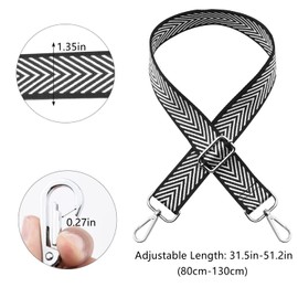 Wide Shoulder Strap Adjustable Replacement Belt Guitar Style Canvas Bag Straps Handbag Straps Purse Strap Crossbody Bag Straps for Handbag Canvas Crossbody Bag (Black)