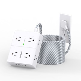 25 Ft Surge Protector Power Bar, Ultra Thin Flat Extension Cord with 8 Outlets 4 USB Ports(2 USB C), Flat Plug Power Bar, 25 Ft Long Braided Power Cord for Home, Office, Dorm Room Essentials