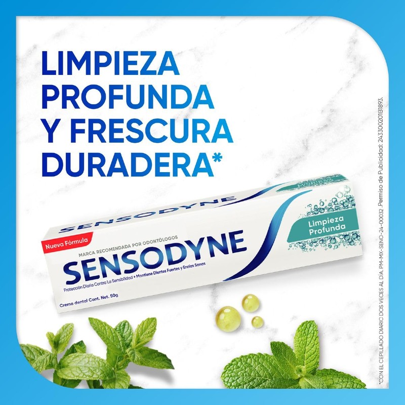 Sensodyne Pasta Dental Limpieza Profunda para Dientes Sensibles, 50g