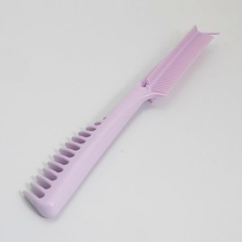 Heat-Resistant One-Handed Hair Straightening Comb with Sectioning Pick, Fine and Coarse Teeth for Detangling and Straightening, Ideal for Heat-Damaged Hair (Purple)