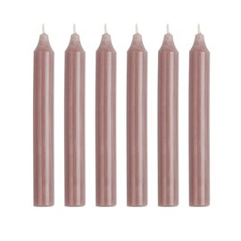 Pack of 6 Rustic Taper Candles Height 18 cm Diameter 2.2 cm Burning Time 8 Hours Table Candles Colour: Dusky Pink