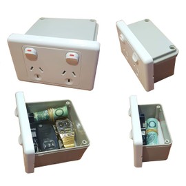 Power Point Stash Box Hidden Wall Safe Can Secret Diversion Powerpoint Outlet Australian Made, Regular Size or XL (Regular Storage)