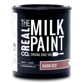 Real Milk Paint, Wood Paint for Furniture, Matte Paint for Cabinets, Walls, Brick, and Stone, Water Based Organic, No VOC, Barn Red, 1 Quart